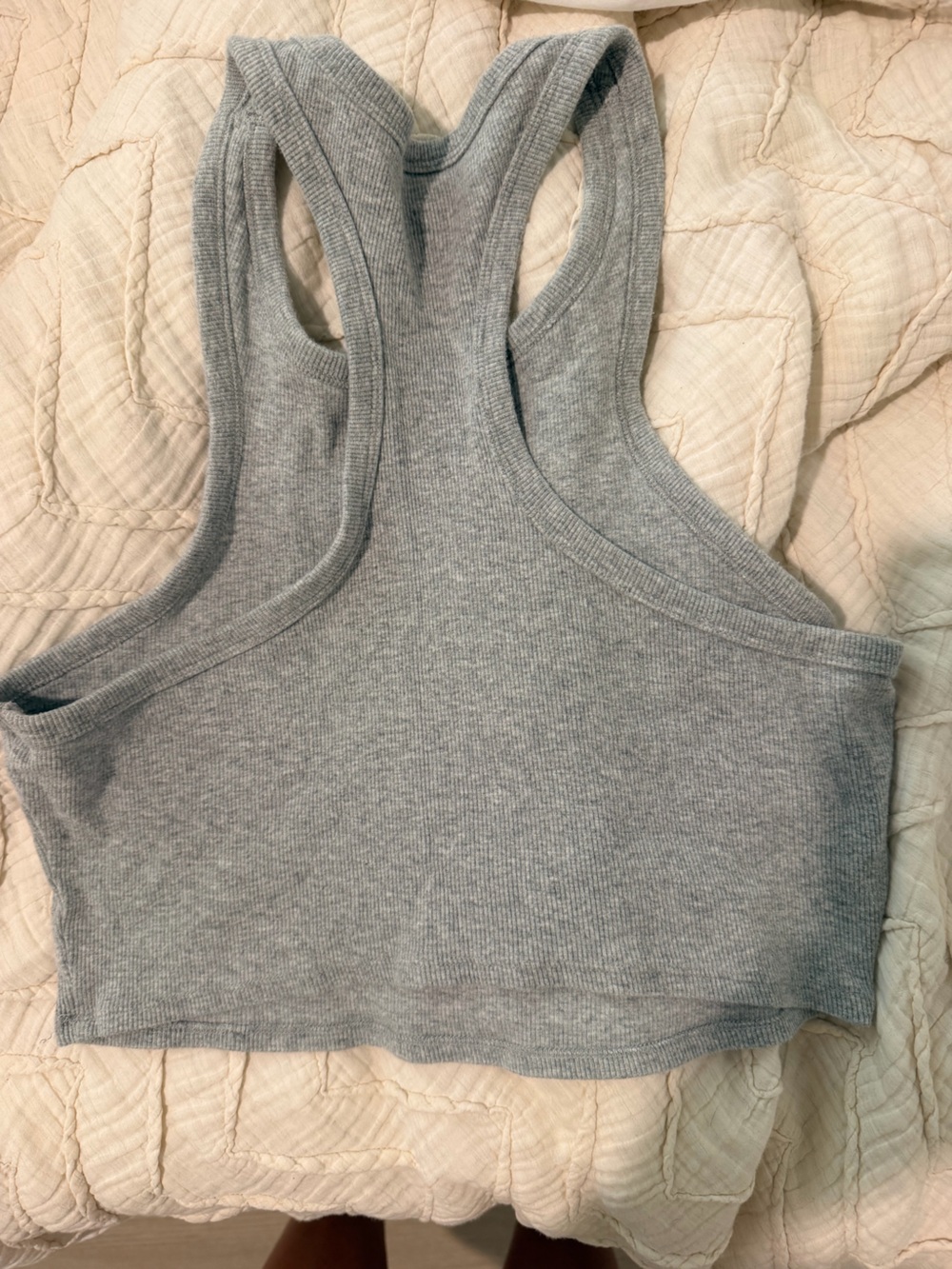 ALO Yoga Grey Ribbed Racerback Crop Tank - Picture 3 of 3